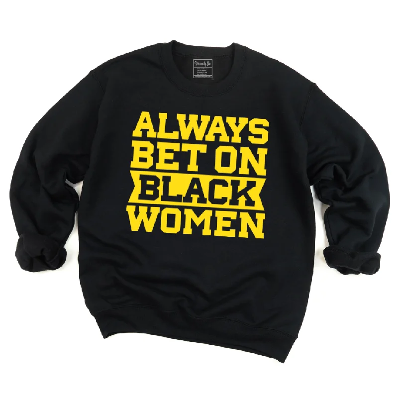 Always Bet on Black Women Sweatshirt Hoodie with Zipper Placket Modern Functional
