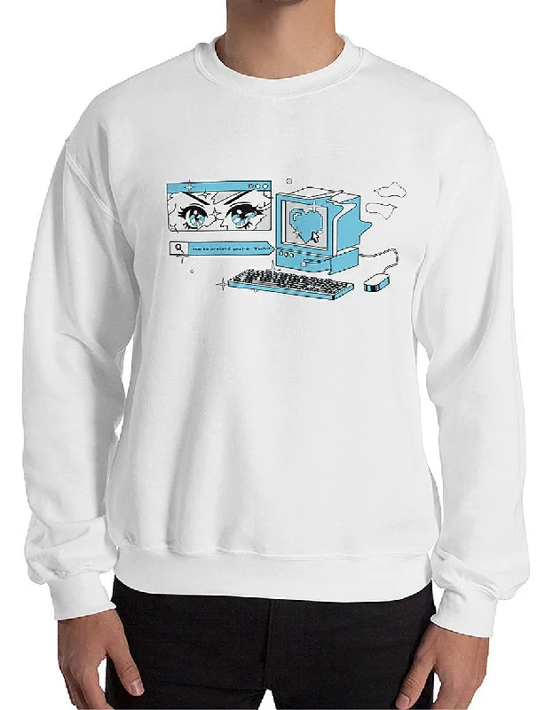 Anime Glitch Computer Graphic Sweatshirt Hoodie with Pastel Soft Subtle