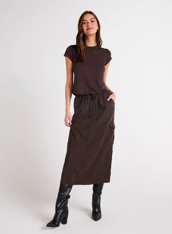 Cargo Midi Skirt - Chestnut Brown silk skirt lustrous