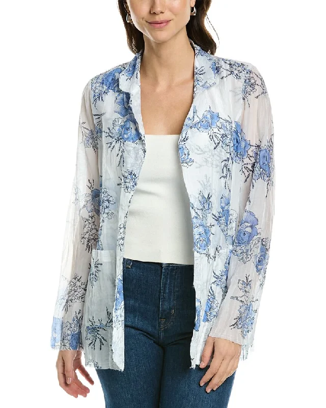 Go> By Gosilk Go Crinkle Cut Silk-Blend Jacket