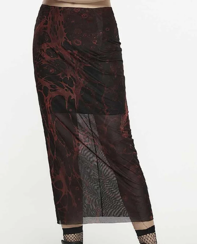 Black/Red Blood Lava Skirt belted skirt waist