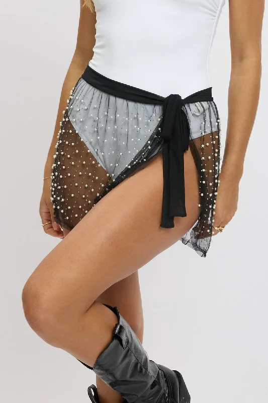 Black Tie Side Beach Festival Skirt velvet skirt plush