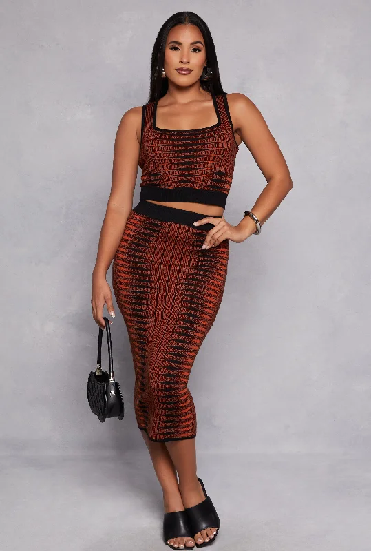 Almost Famous Printed High Waist Sweater Skirt patchwork skirt art