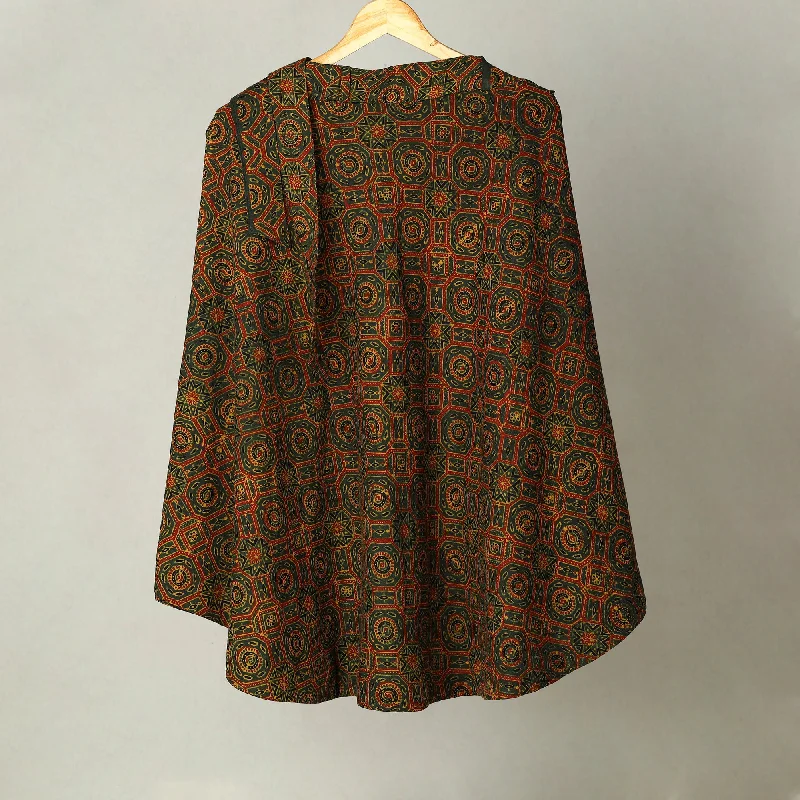 Multicolor - Block Print Cotton Wrap Around Ajrakh Skirt 42 ruffled skirt detail