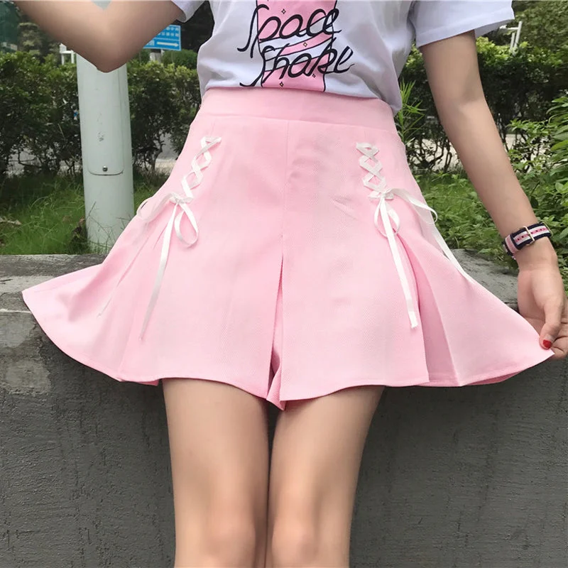 Bowknot high waist pleated skirt PL51515 zip skirt side