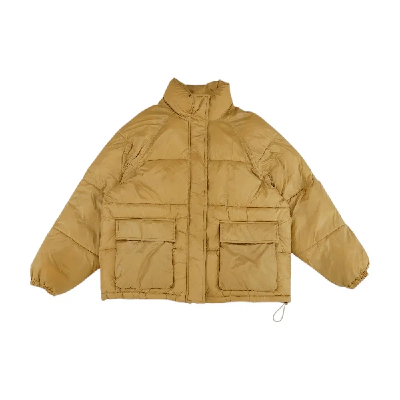 Brown Solid Puffer Jacket