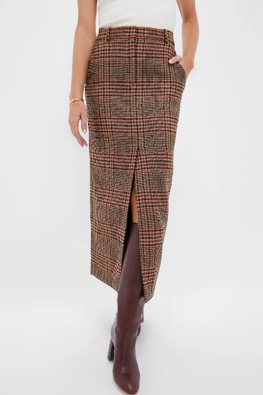 Camel and Black Maxine Skirt silk skirt smooth