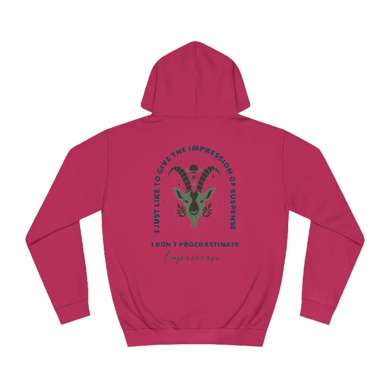 Capricorn Unisex College Hoodie Hoodie with Distressed Vintage Worn