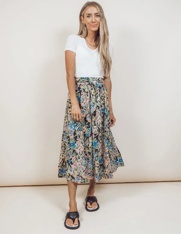 Casey Floral Skirt linen skirt breathable