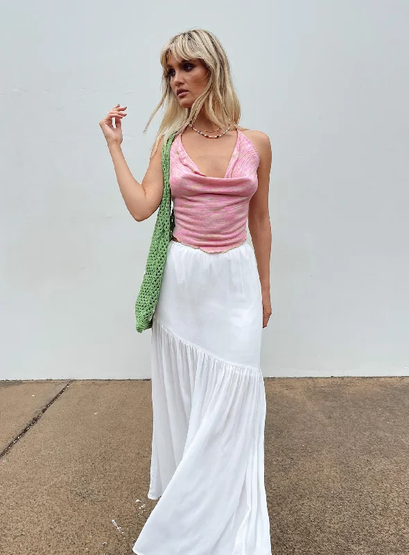 Chels Asymmetric Maxi Skirt White corduroy skirt comfortable