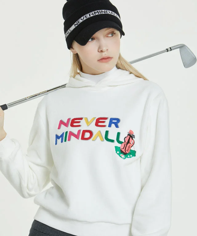 Common Deal Warm Raised Hoodie Crew - White Hoodie with Emblem Brand Identity