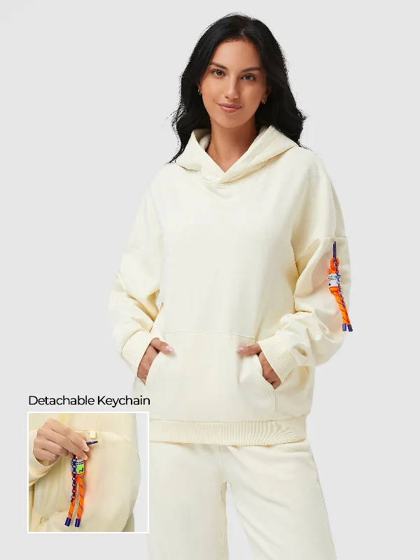 Contrast Detachable Keychain Hoodie Hoodie with Zipper Versatile Modern