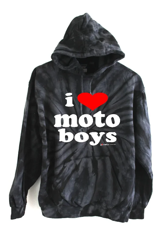 I Heart MOTO BOYS - Hooded Sweatshirt black tiedye Hoodie with Set-In Sleeves Structured Classic I Heart MOTO BOYS - Hooded Sweatshirt black tiedye Hoodie with Set-In Sleeves Structured Classic
