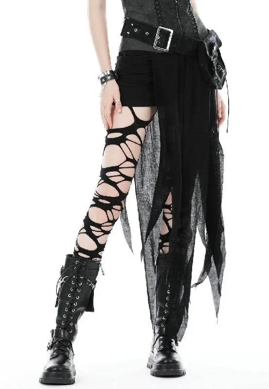 Dark In Love - Punk Decadent Irregular Black - Skirt velvet skirt glossy