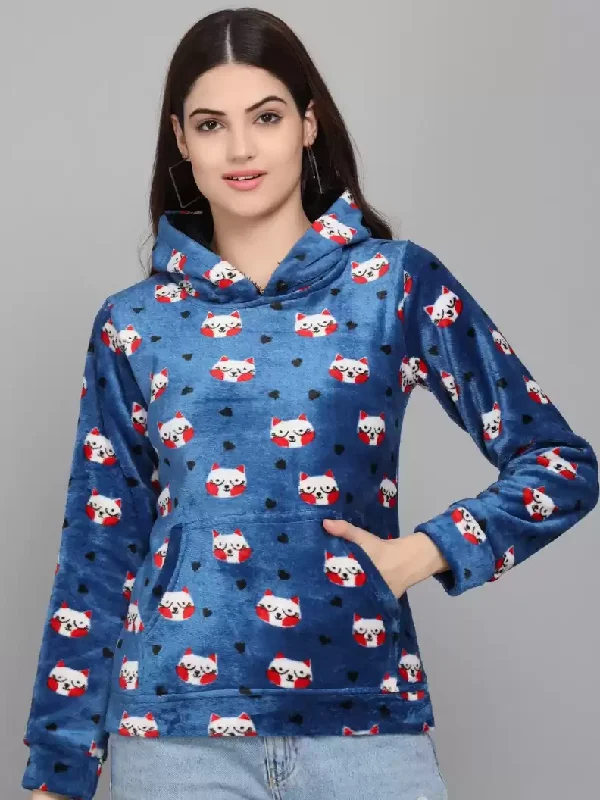 TANDUL Full Sleeve Printed Women Sweatshirt Hooded Sweatshirt Casual Wear Street Style TANDUL Full Sleeve Printed Women Sweatshirt Hooded Sweatshirt Casual Wear Street Style