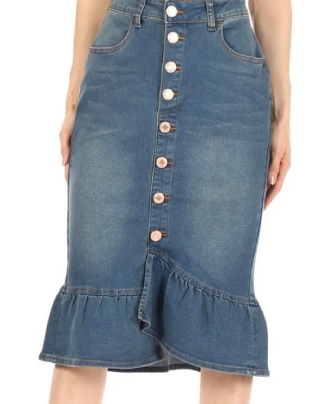 Vintage Denim Skirt - 77531 satin skirt smooth