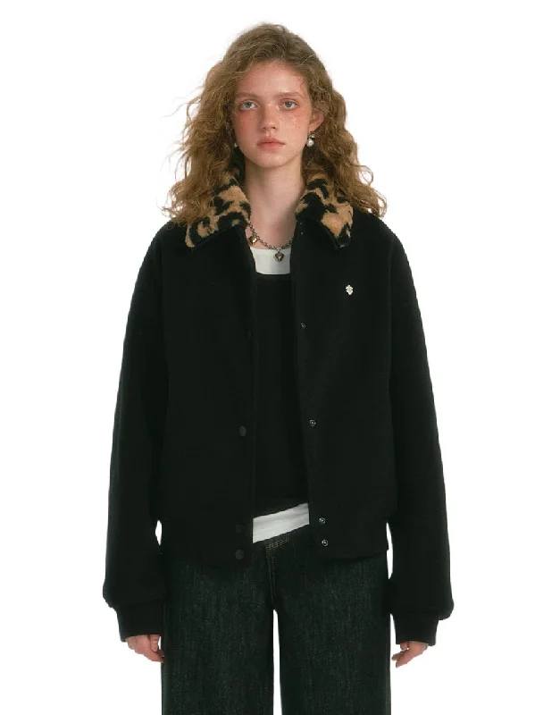 Detachable Fur Collar Baseball Jacket