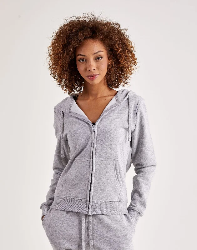 DH Essentials Full-Zip Fleece Hoodie Hoodie with Slim Fit Tailored Modern