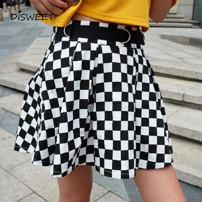 Disweet Pleated Plaid Skirts Womens High Waisted Checkered Skirt Harajuku Dancing Korean Style Sweat Short Mini Skirts Female leather skirt sleek