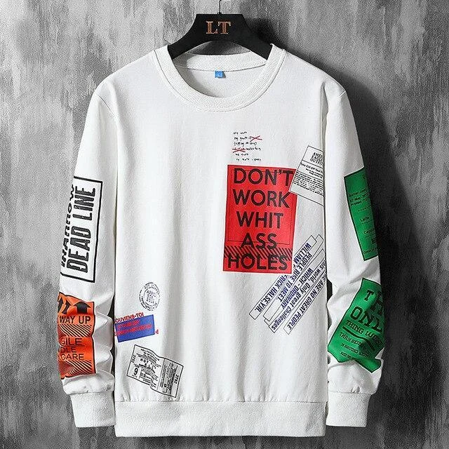 Don't Work Whit Graffiti Sweatshirt For Men Hoodie with Cuffed Sleeves Snug Secure