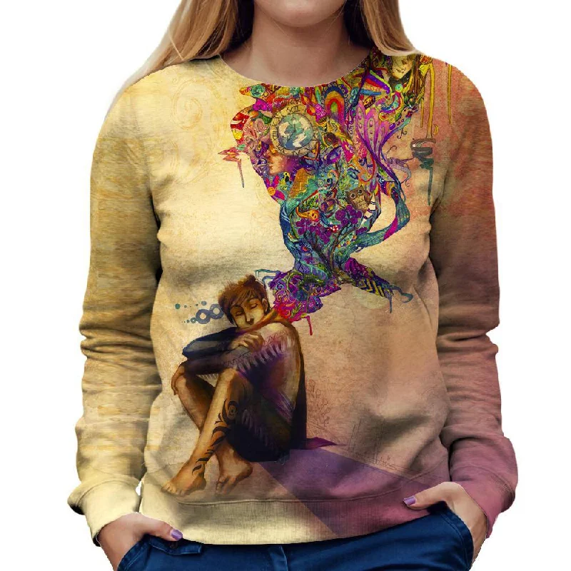 Dreamer Womens Sweatshirt Hoodie with Toggle Buttons Decorative Unique
