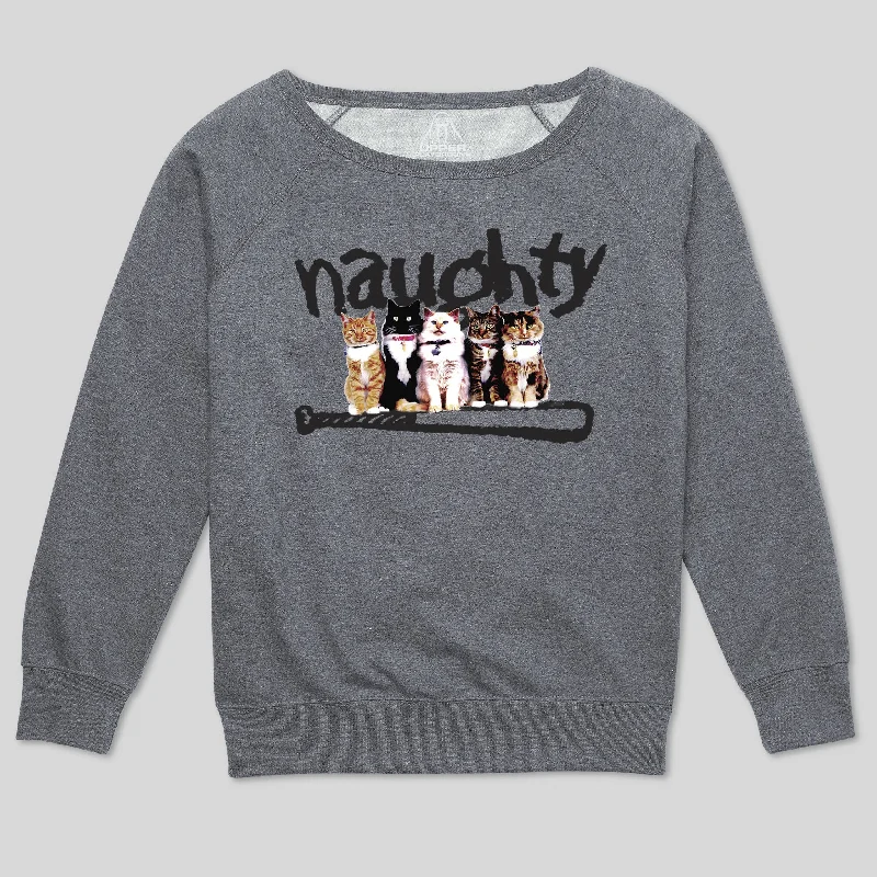 NAUGHTY CATS WOMEN'S SCOOP NECK SWEATSHIRT Hoodie with Tied Waist Feminine Flattering NAUGHTY CATS WOMEN'S SCOOP NECK SWEATSHIRT Hoodie with Tied Waist Feminine Flattering