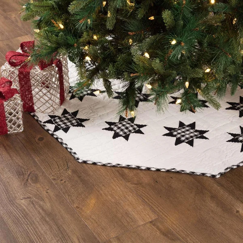 Emmie Black Patchwork Christmas Tree Skirt 48 VHC Brands silk skirt luxurious