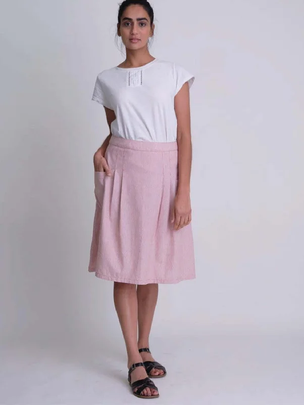 Eve Cotton Knee Length Skirt | Rust Stripe maxi skirt elegant