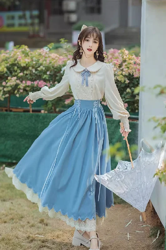 Evergarden Blouse & Skirt Set (5 Colors) lace skirt feminine