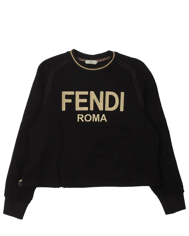 Gold-Trimmed Logo Sweatshirt Hoodie with Neon Bright Vibrant