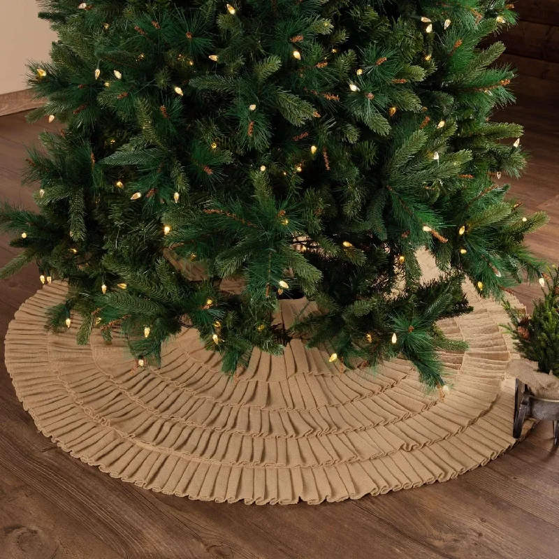 Festive Natural Burlap Ruffled Christmas Tree Skirt 55 VHC Brands cashmere skirt soft
