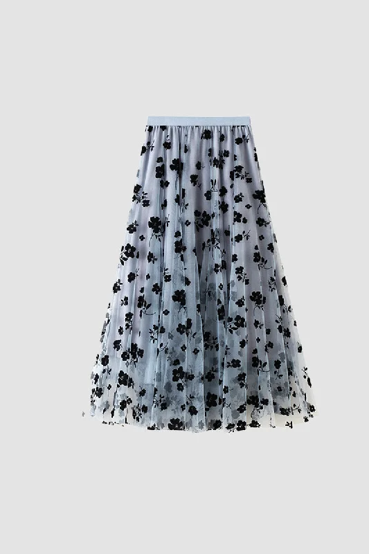 Floral Patched Mesh Skirt leather skirt modern