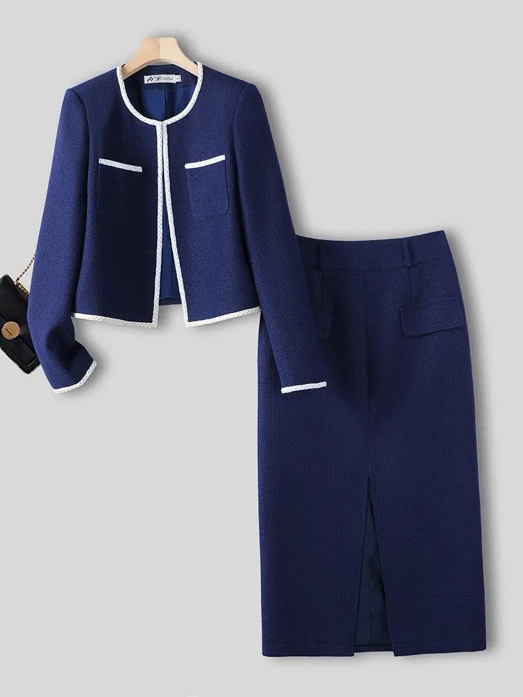 Winter Women Skirt Suit, Long With Front Slit relaxed fit skirt