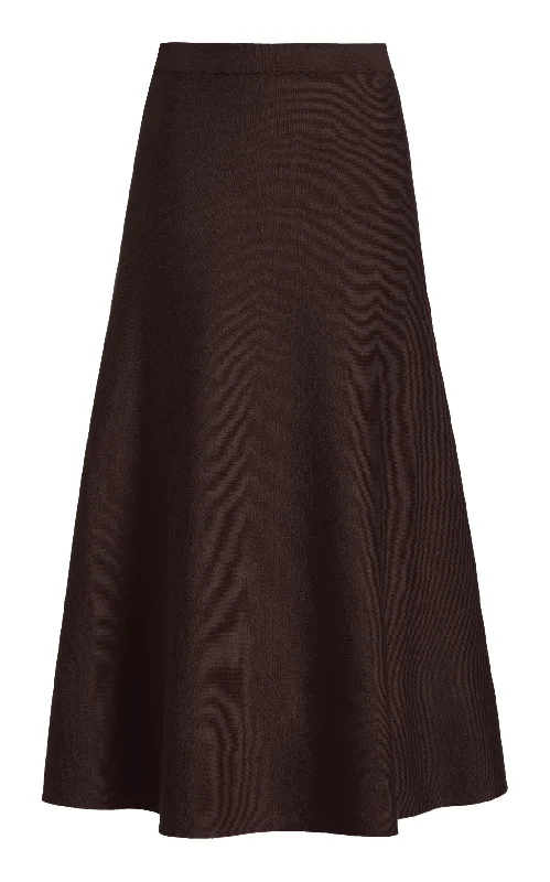 Freddie Knit Midi Skirt in Chocolate Merino Wool Cashmere corduroy skirt cozy