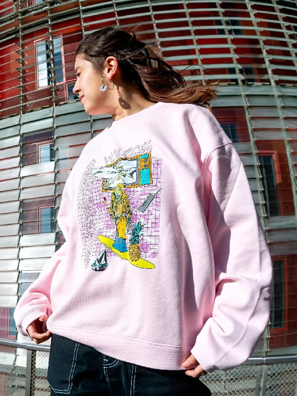 French Surf Sweatshirt - LILAC ASH Hoodie with Puffed Sleeves Voluminous Trendy