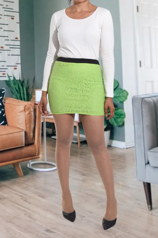 Green Mini Skirt linen skirt airy
