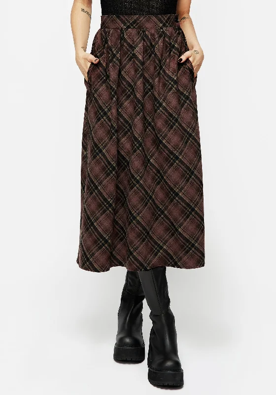 Hickory Check Midi Skirt denim skirt classic