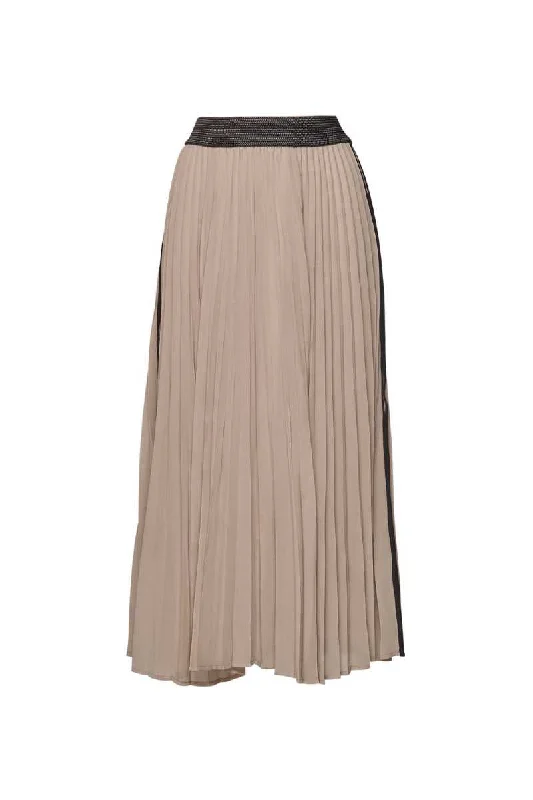 Just Pleat It Skirt in Taupe MS1224PL by Madly Sweetly floral skirt print
