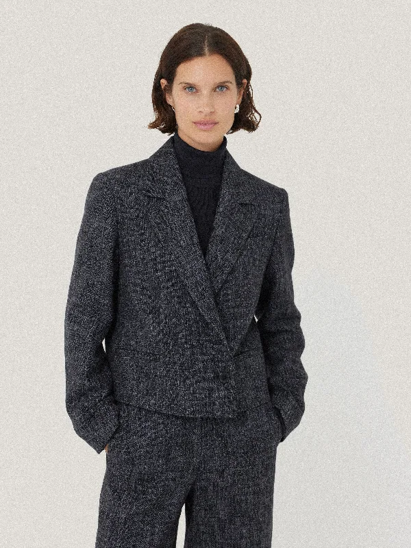 Kelvin Boucle Cropped Jacket | Navy