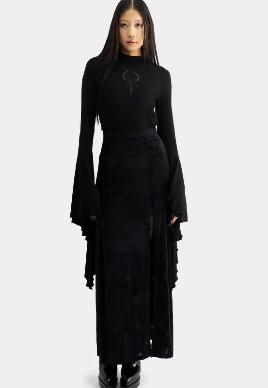 Killstar - Coma Star Maxi Black - Skirt denim skirt durable