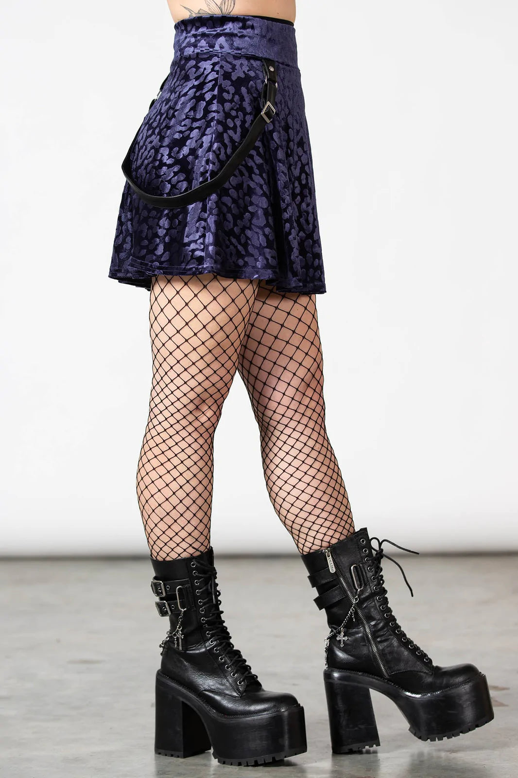 Kitty Pride Plum Leopard Skater Skirt corduroy skirt durable