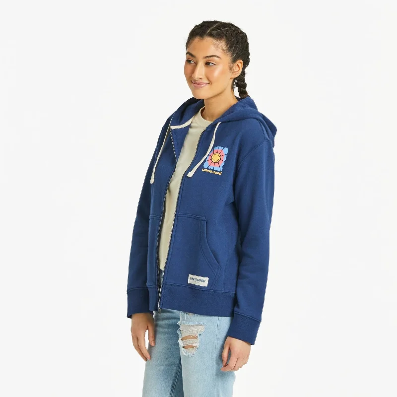 Life is Good Women's Good Vibes Floral Diamond Simply True Fleece Zip Hoodie, Darkest Blue Hoodie with Drawcord Adjustable Secure Life is Good Women's Good Vibes Floral Diamond Simply True Fleece Zip Hoodie, Darkest Blue Hoodie with Drawcord Adjustable Secure