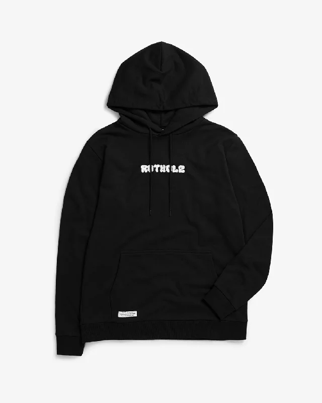 Logo Hoodie Bio Baumwolle - Schwarz Hoodie with Tie-Dye Psychedelic Retro