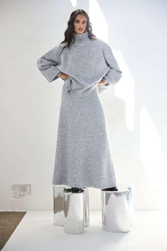 Lya Knit Maxi Skirt Grey Marle tulle skirt dreamy