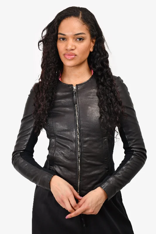 Mackage For Aritzia Black Leather Zip-Up Jacket Size XS