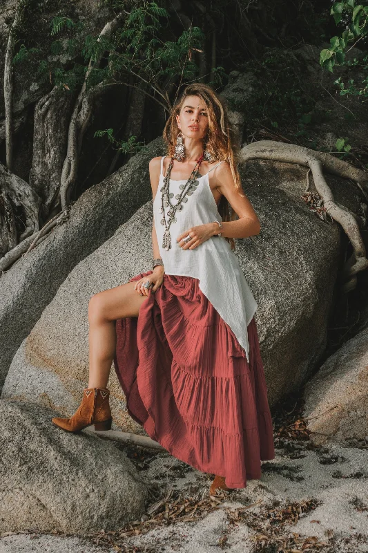 Maxi Skirt Calypso Rust leather skirt refined
