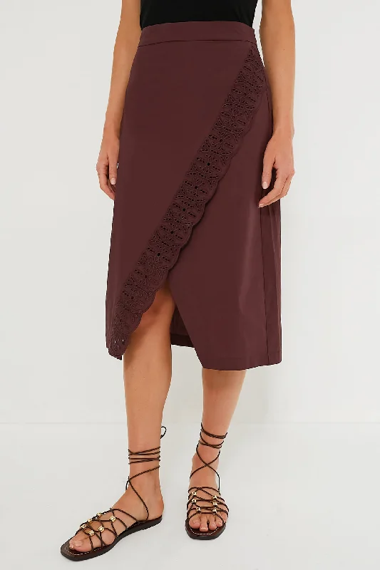 Oxblood Eyelet Townes Skirt satin skirt smooth
