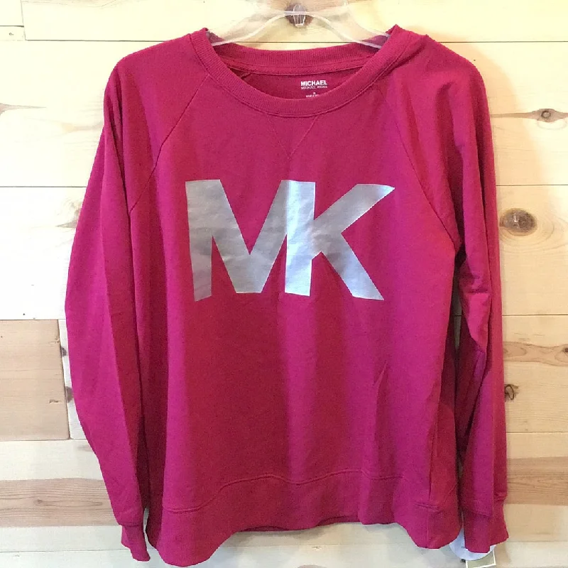 Michael Kors NWT Dark Pink Crewneck Sweatshirt Womens Size Medium Hoodie with Magnetic Closure Innovative Modern Michael Kors NWT Dark Pink Crewneck Sweatshirt Womens Size Medium Hoodie with Magnetic Closure Innovative Modern