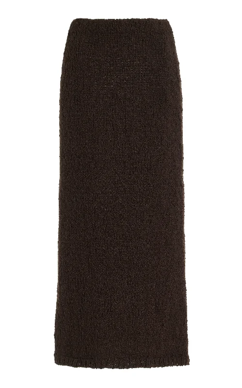 Milne Knit Maxi Skirt in Chocolate Cashmere Boucle denim skirt fashionable