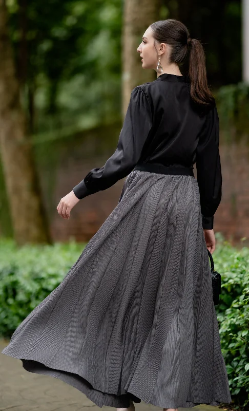 Miss Plush Skirt in Shadow Grey ribbed skirt waist